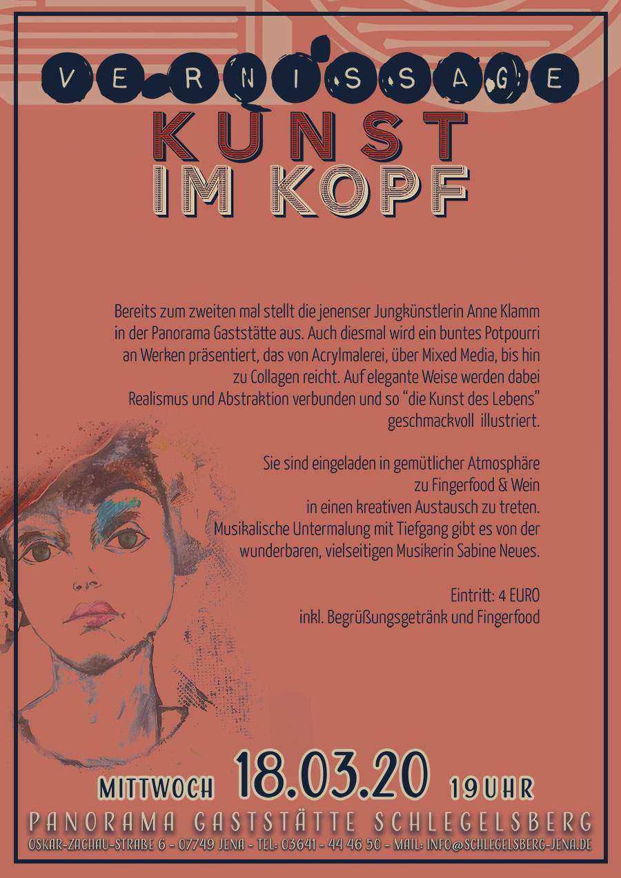 Vernissage Kunst im Kopf - Mittwoch,18.03.2020 der Künstlerin Anne Klamm