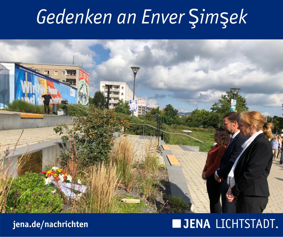 Gedenkstunde am Enver Şimşek-Platz in Jena Winzerla, Foto: Screen FB Seite Stadt Jena