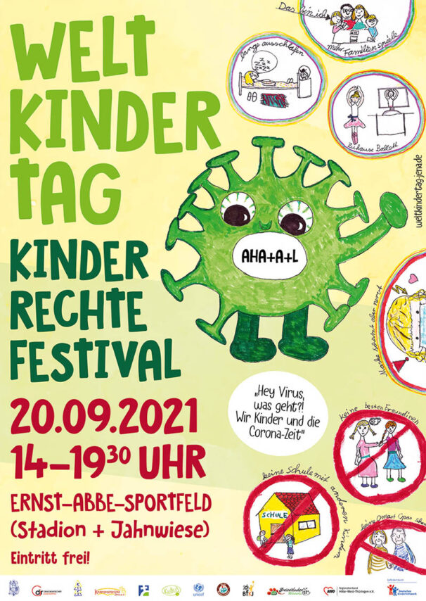 Jena feiert am 20. September 2021 den Weltkindertag im Paradies. // Grafikflyer Stadt Jena