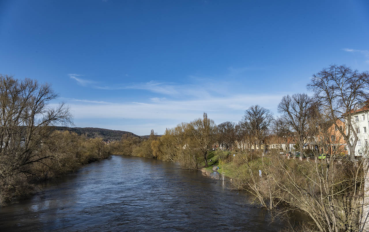 Jena im März, Blick von der Camsdorfer Brücke aus. Foto: Frank Liebold, Jenafotografx