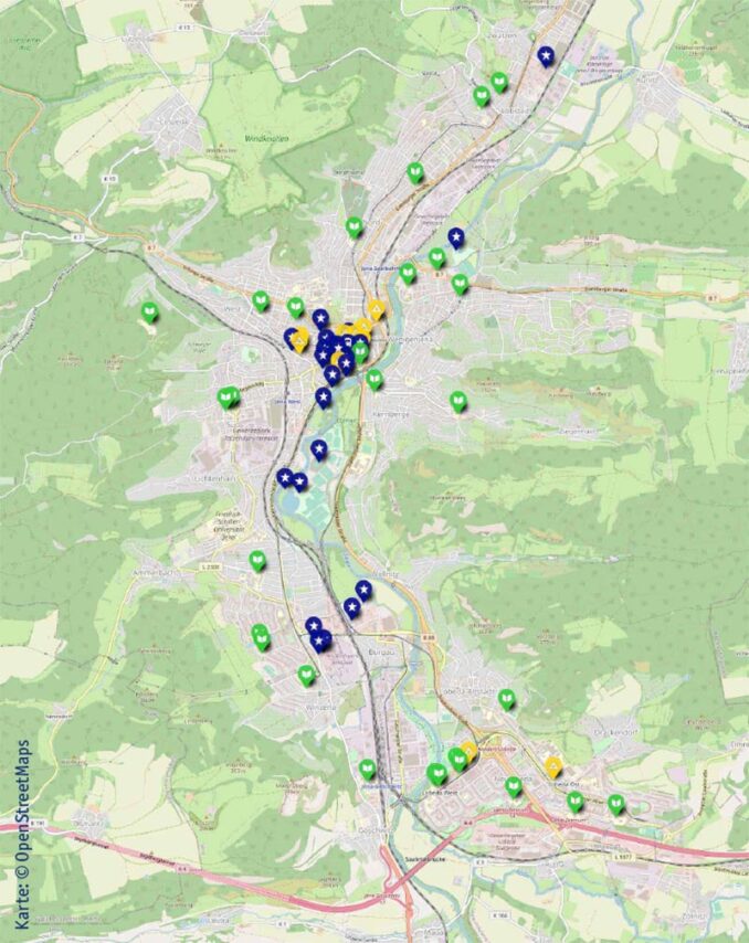 WLAN-Angebote und Erweiterung des WLAN-Netzes bei Schulen in Jena nach Ausbaustufe 2. Grafik: Stadt Jena