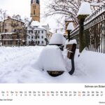 Jena Fotokalender 2024, Januar – Winter mit Schnee vor dem Botanischen Garten.