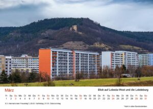 Jena Fotokalender 2024, März – Wir waren in Lobeda-West mit Blick auf die Lobdeburg.
