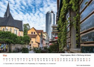 Jena Fotokalender 2024, Mai – Fotografischer Spaziergang in der Wagnergasse mit Blick auf die City.