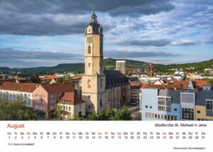 Jena Fotokalender 2024, August – Blick auf die Stadtkirche St. Michael und den Uni Campus.