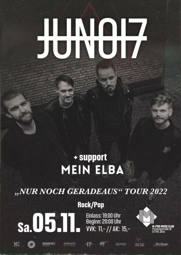 JUNO17 LIVE in JENA! Am 05.11.2022 im M-Pire Musci Club