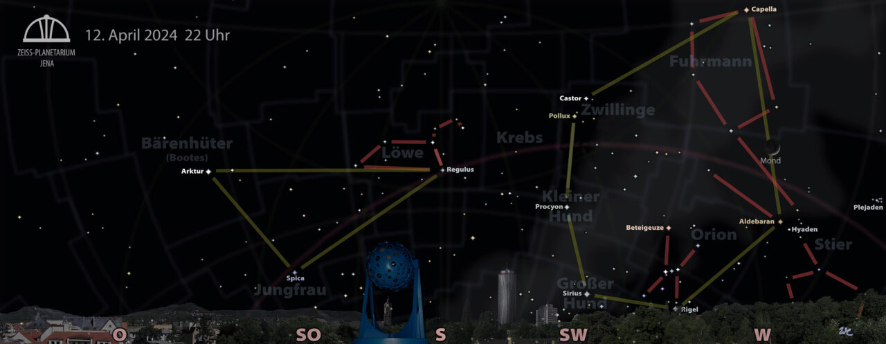 Der Sternhimmel im April 2024, Foto: W. Don EckZeiss-Planetarium Jena