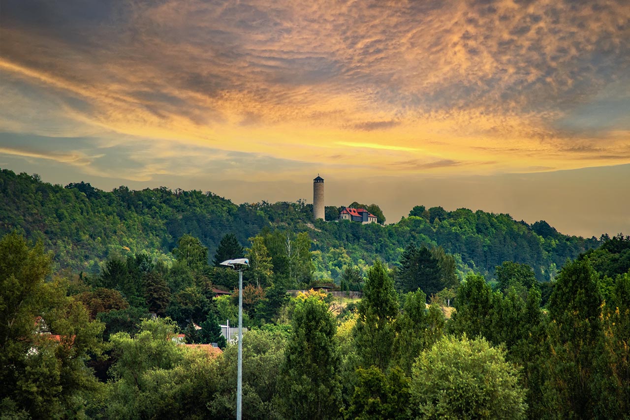 Blick auf den Fuchsturm in Jena, Foto: Frank Liebold, Jenafotografx