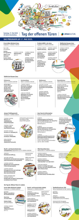 Tag der offenen Türen bei JenaKultur am 17. Mai 2025, Programm // PDF-Flyer JenaKultur