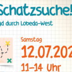 Schnitzeljagd für Kinder in Lobeda-West am 12.07.2025. Grafik WS-Banner Kubus Jena