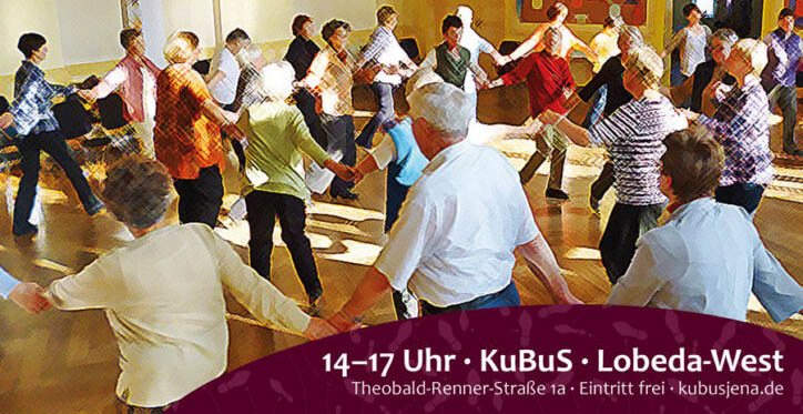Tanz-Café am 13. August 2025: Tanzen für Körper & Seele. Fotografik WS-Banner Kubus Jena