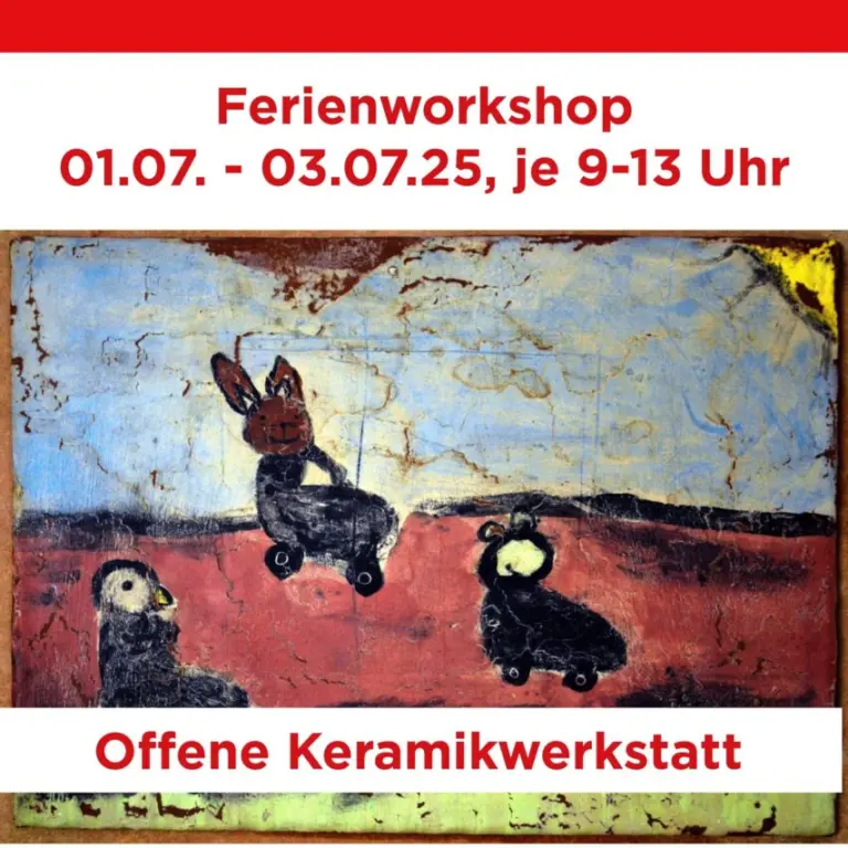Kreative Ferien in der Künstlerischen Abendschule JenaDie Offene Keramikwerkstatt lädt in den Sommerferien vom 1. bis 3. Juli 2025 zu einem besonderen Ferienworkshop ein. Kinder ab 7 Jahren können unter professioneller Anleitung eigene Kunstwerke aus Ton gestalten.