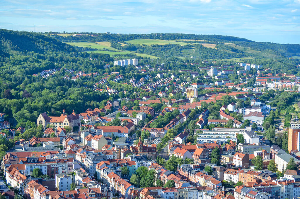 Bauprojekt Straßenbahn Jena-Nord: Planung und Umsetzung. Foto: Blick auf Jena-Nord, Frank Liebold, Jenafotografx