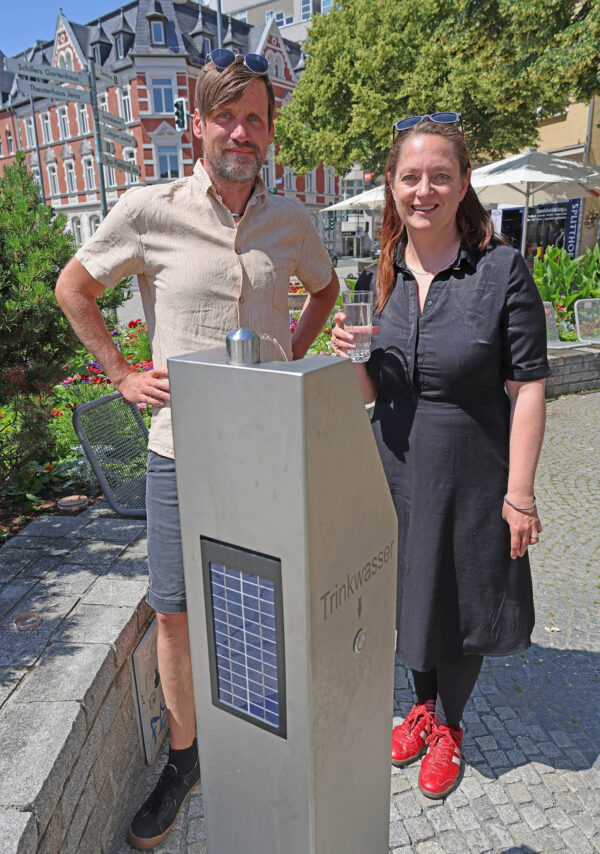 Neuer Trinkbrunnen am Engelplatz in Jena aktiv, Foto: Stadt Jena