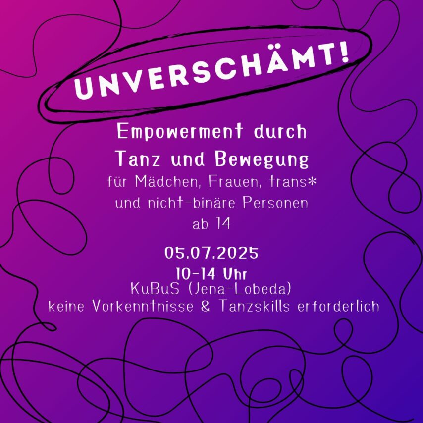 Empowerment-Workshop Tanz für FLINTA im Kubus, Gfx. WS-Banner Kubus Jena