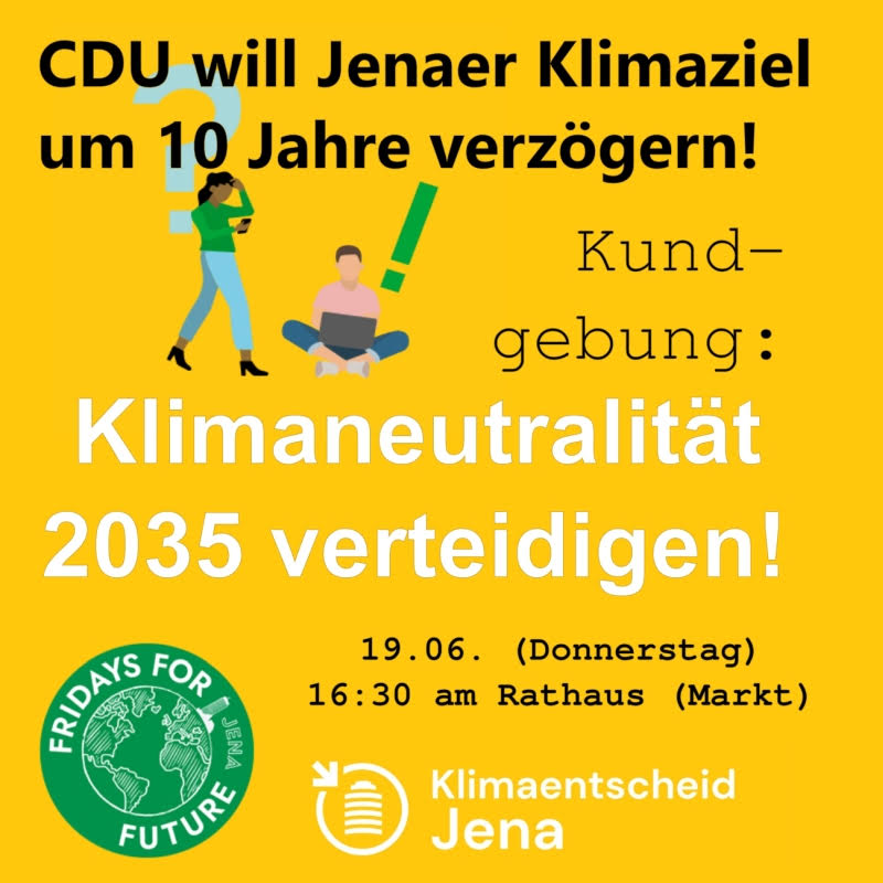 Aufruf zur Kundgebung am 19. Juni 2025 // Gfx. FFF Jena