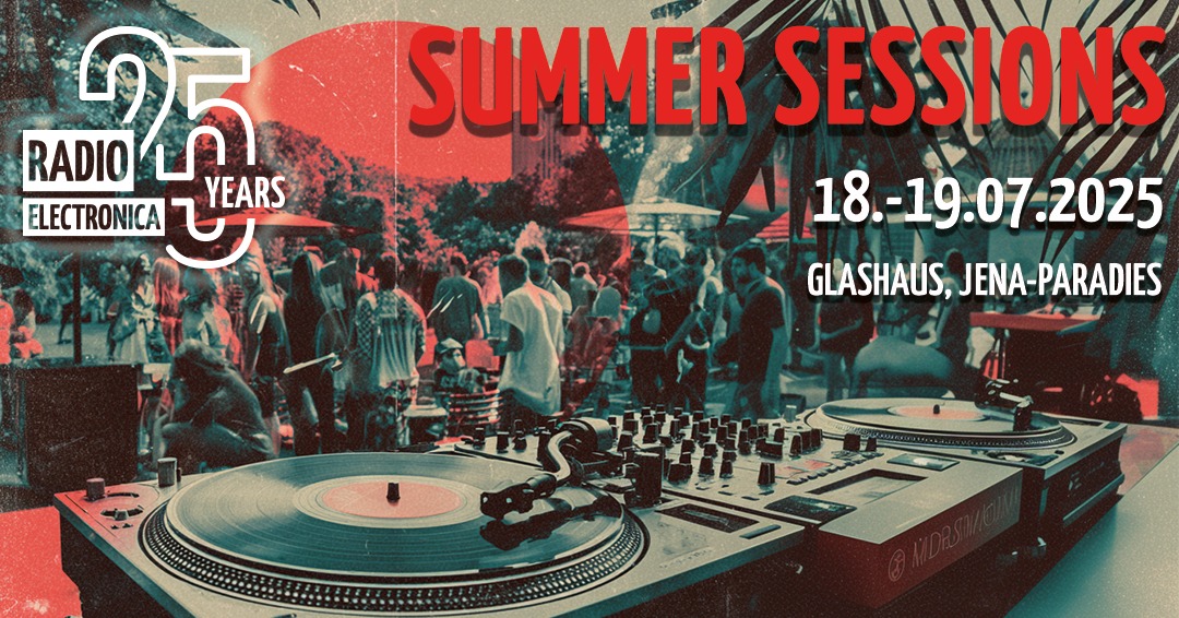 Radio Electronica Jena 2025 – Elektro-Festival im Glashaus. Gfx. Fb-Banner Radio Electronica Jena