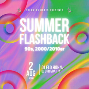 Summer Flashback Party am 02.08.2025 im Kassablanca Jena! 90er, 2000er & 2010er Hits mit DJs Flo Höhn & Chrisbat. Jetzt Tickets sichern & lostanzen!. Gfx. by Kassa Jena