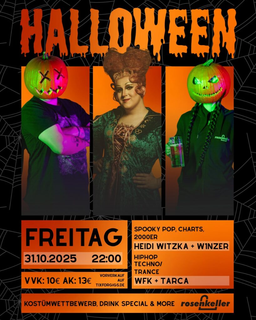 Halloween in der ROSE – Spooky Pop & Dancefloor Geisternacht. Gfx. Rose Jena