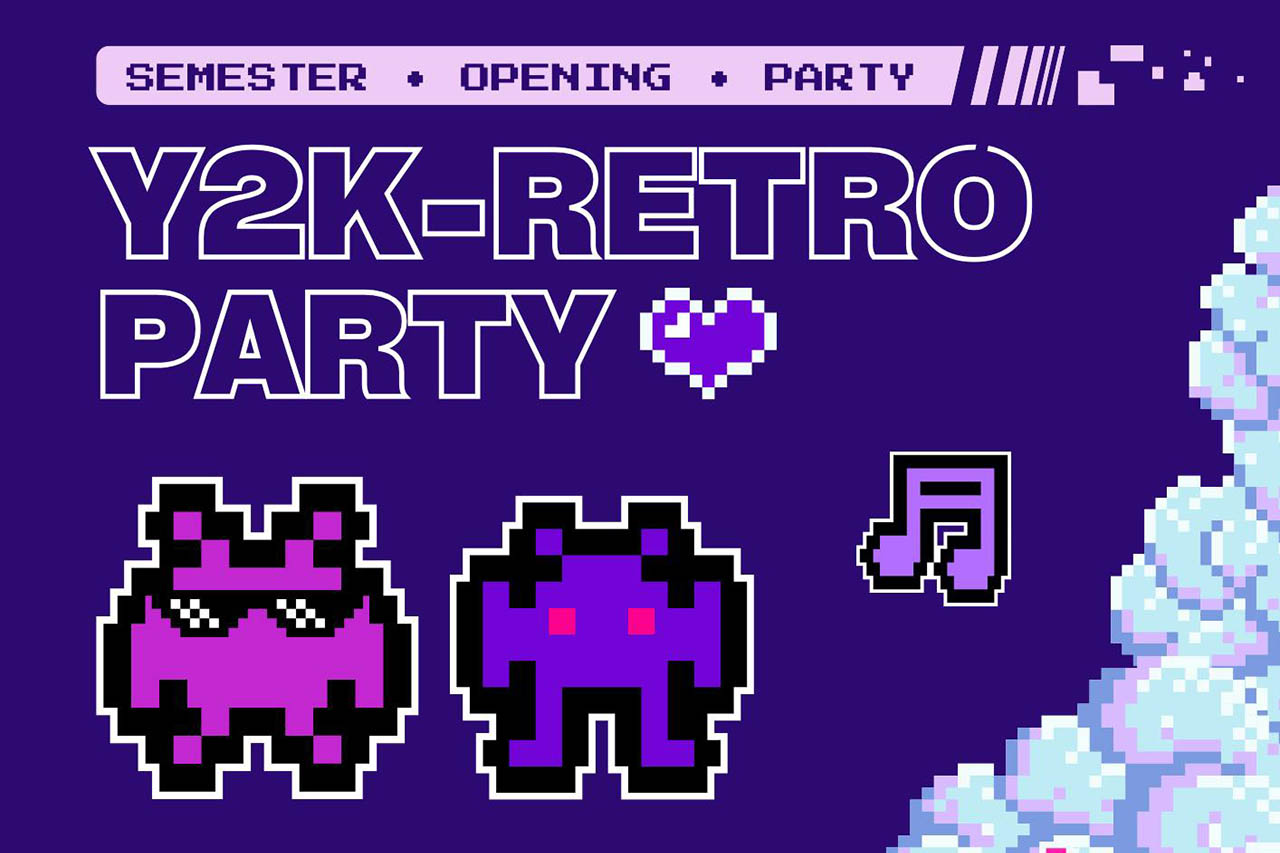 Feiere das Semester Opening im Rosenkeller Jena! Y2K-Retro-Party mit 2000’s Sound, Girly Pop & Hip-Hop. Einlass ab 22 Uhr am 14.10.2025. Gfx. Fb-Banner Rose Jena