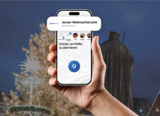 Jena wird SafeNow Zone: App schützt Weihnachtsmarkt Vom 25.11. bis 22.12.2025 ist der Jenaer Weihnachtsmarkt SafeNow Zone. Die kostenlose App ermöglicht diskrete Notrufe, schnelle Ortung und mehr Sicherheit. Foto: C.Worsch // JenaKultur