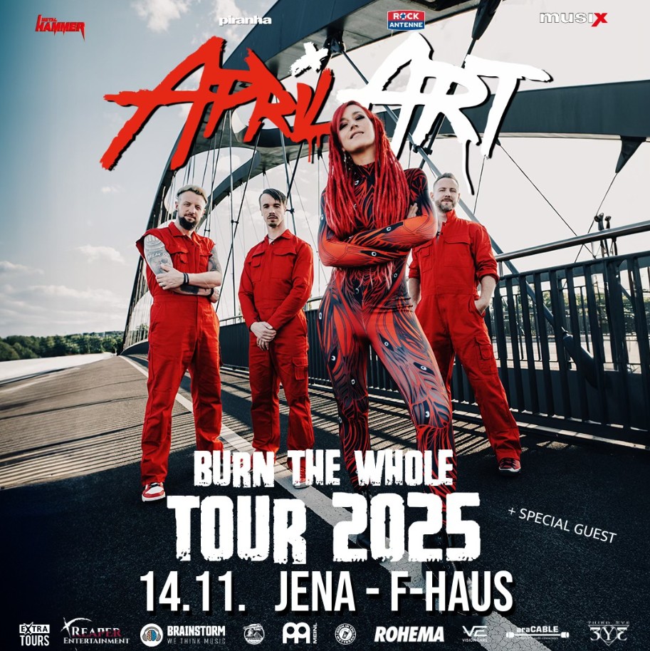 April Art - Burn The Whole Tour 2025: Rock-Explosion im F-Haus Jena. Grafik by F-Haus // Fb-Eventbanner April Art - Burn The Whole Tour 2025: Rock-Explosion im F-Haus Jena. Grafik by F-Haus // Fb-Eventbanner
