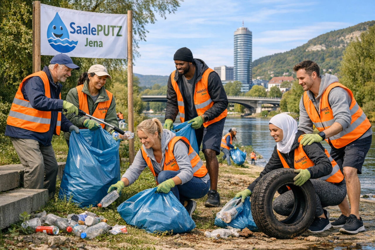 SaalePUTZ Jena am 21.03. setzt starkes Zeichen für Umweltschutz - Letzte Chance für Anmeldung. Foto: Illustration via KI