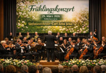 Frühlingskonzert des Sinfonieorchesters Carl Zeiss Jena im Volkshaus Frühlingskonzert Jena Hochkarätiges Orchestererlebnis am 29.03.2026 im Volkshaus. Foto: Illustration via KI