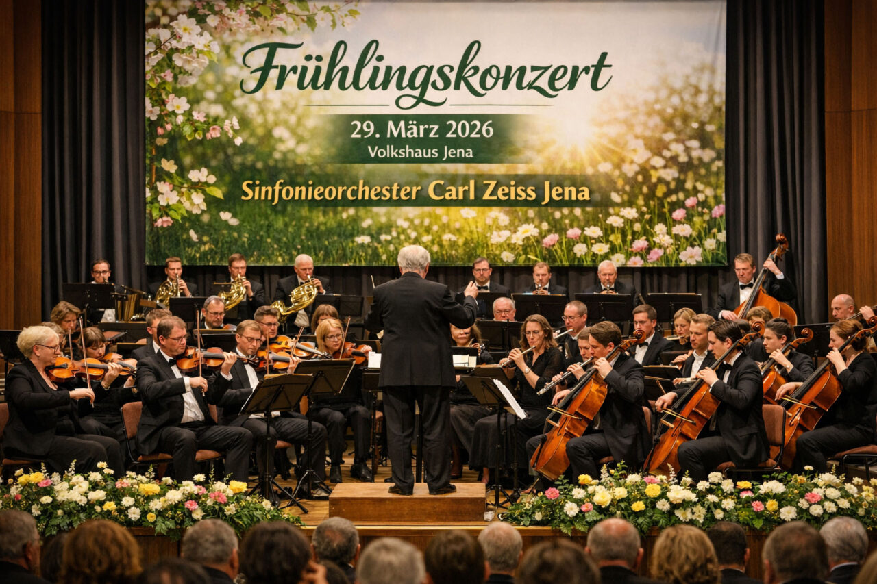 Frühlingskonzert Jena Hochkarätiges Orchestererlebnis am 29.03.2026 im Volkshaus. Foto: Illustration via KI