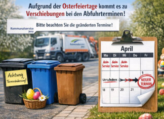 Wichtige Entsorgungstermine Ostern in Jena angepasst Wichtige Entsorgungstermine Ostern 2026 in Jena angepasst. Fotografik: Illustration via KI