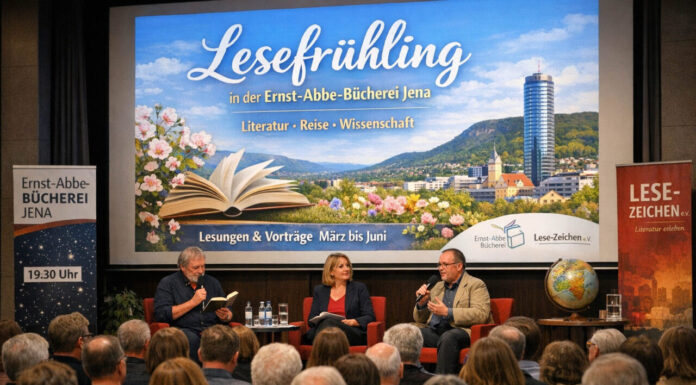 Inspirierender Lesefrühling ab 19.03. in der Jenaer EAB Inspirierender Lesefrühling ab 19.03. in der Jenaer EAB. Fotografik: Illustration via KI