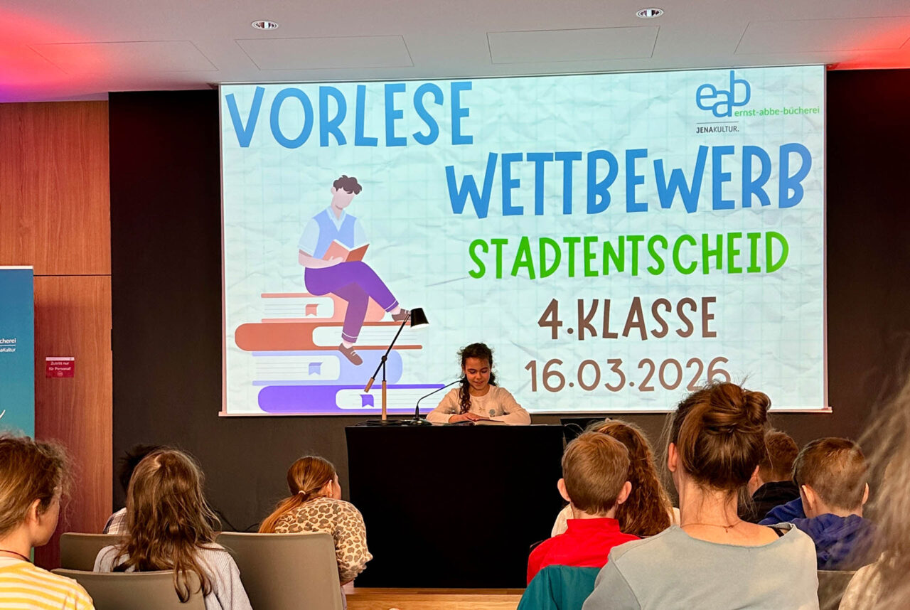 Jenaer Vorlesewettbewerb: Elsa beeindruckende Siegerin 2026. Foto: EAB Jena Jenaer Vorlesewettbewerb: Elsa beeindruckende Siegerin 2026. Foto: EAB Jena
