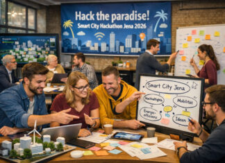 Kreativer Smart-City-Hackathon startet am 12.06. in Jena Kreativer Smart-City-Hackathon startet am 12.06. in Jena. Foto: Illustration via KI