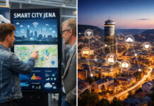 Smart City Projekt zeigt: Vernetzte Lösungen für Leben, Lernen, Gesundheit Smart City Jena: Lebendige digitale Stadtentwicklung 2025. Foto: Illustration via KI