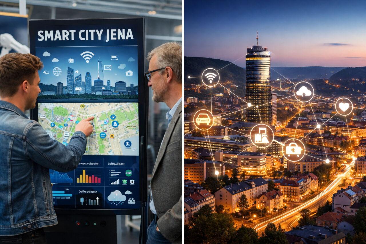 Smart City Jena: Lebendige digitale Stadtentwicklung 2025. Foto: Illustration via KI