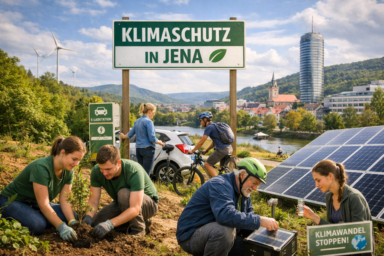 Klimaschutz in Jena: Erfolgreiche Umsetzung des Klima-Aktionsplans. Foto: Illustration via KI