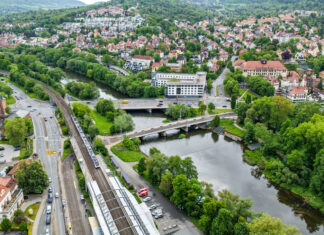 Gleisbau rund um den Paradiesbahnhof beginnt am 29.06. Gleisbau am Paradiesbahnhof Jena startet am 29. Juni. Straßenbahnverkehr wird bis Oktober umgeleitet. Foto: Isabel Fischer // Stadtwerke Jena
