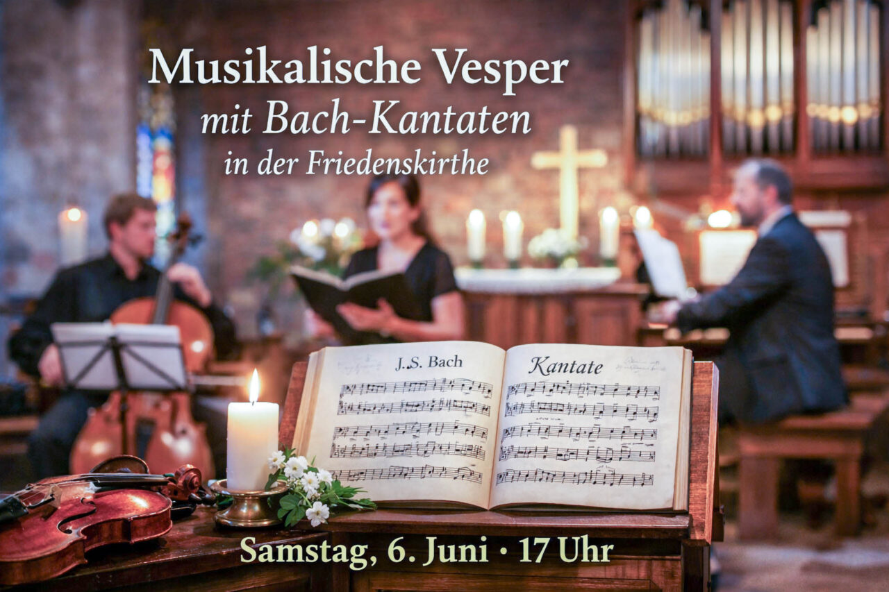 Starke Musikalische Vesper mit Bach-Kantaten in der Friedenskirche. Foto: Illustration via KI