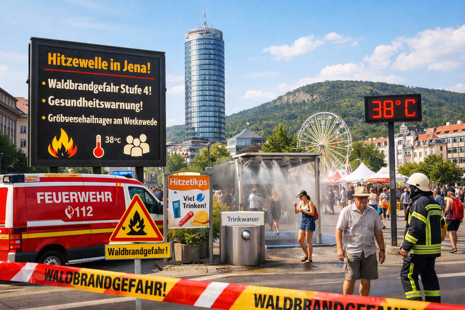 Hitzewelle in Jena: Wichtige Maßnahmen für Bevölkerung. Foto: Illustration via KI