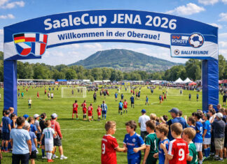 SaaleCup Jena 2026: Mini-WM mit 127 Nachwuchs-Fußballteams SaaleCup Jena 2026: Mini-WM mit 127 Nachwuchs-Fußballteams. Fotografik: Illustration via KI