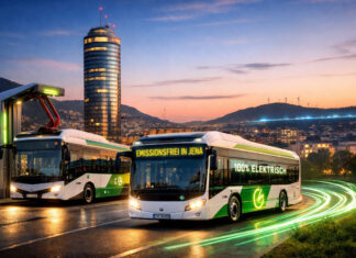 Elektrobusse für Jena beschlossen: Stadt modernisiert seine Busflotte Beschlossen: Jena setzt auf E-Busse im Nahverkehr. Foto: Illustration via KI