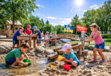 Neuer Wasserspielplatz soll 2027 in Jena-Ost entstehen Neuer Matschspielplatz soll 2027 in Jena-Ost entstehen. Foto: Illustration via KI
