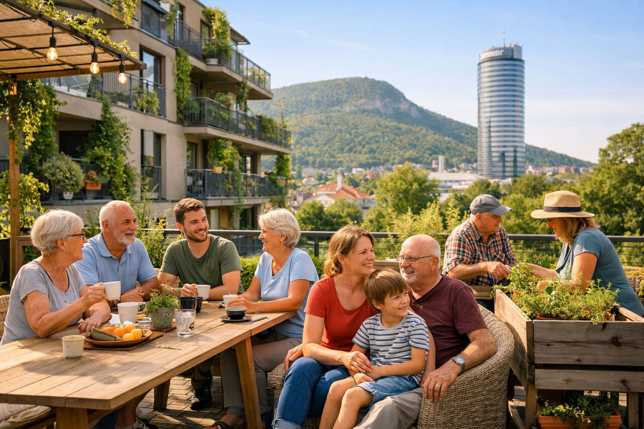 Jena fördert gemeinschaftliches Wohnen: Konzeptvergabe geplant. Foto: Illustration via KI