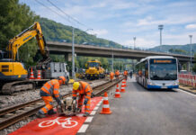 Gleisbauarbeiten in der Oberaue mit Ersatzverkehr ab 27.07. Gleisbauarbeiten in der Oberaue mit Ersatzverkehr ab 27.07. Foto: Illustration via KI,