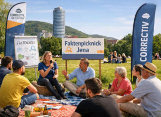 Faktenpicknick Jena: Wichtiger Dialog mit CORRECTIV am 21.08. Faktenpicknick in Jena: Wichtiger Dialog mit CORRECTIV. Foto: Illustration via KI