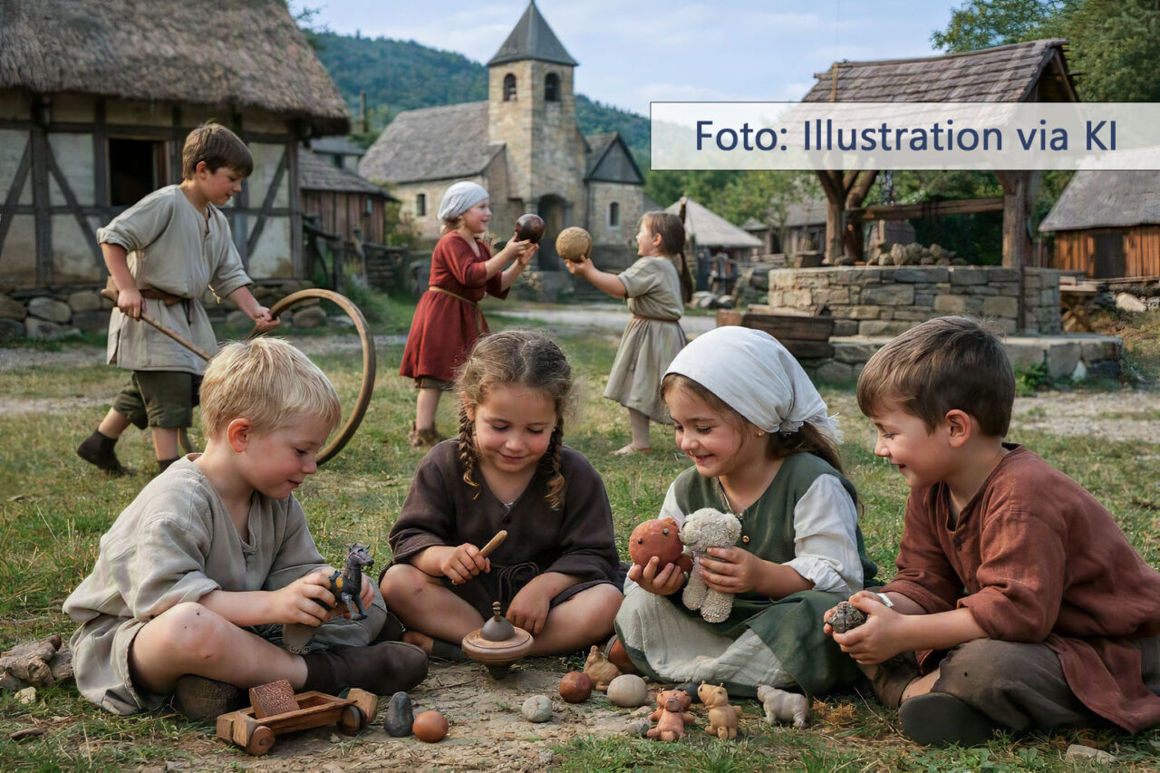 Mit welchem Spielzeug spielten die Kinder früher? Symbolfoto: Illustration via KI Mit welchem Spielzeug spielten die Kinder früher? Symbolfoto: Illustration via KI