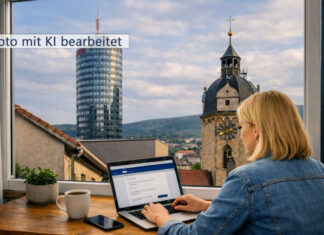 Wohngeld in Jena jetzt bequem online beantragen Wohngeld in Jena jetzt bequem online beantragen. Fotografik mit KI bearbeitet