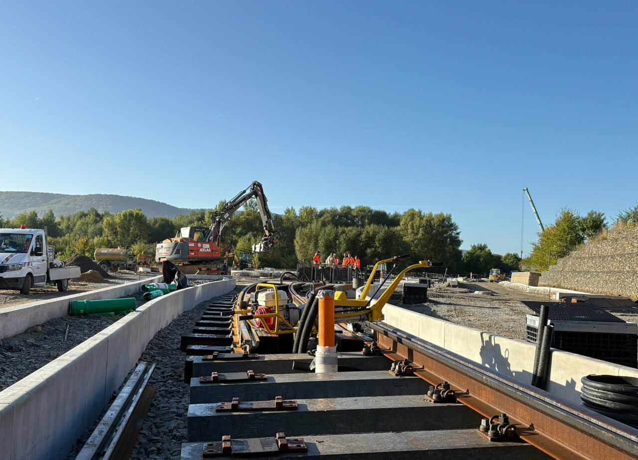 Himmelreich Jena: Neue Straßenbahntrasse nimmt Form an. Foto: Jenaer Stadtwerke Himmelreich Jena: Neue Straßenbahntrasse nimmt Form an. Foto: Jenaer Stadtwerke