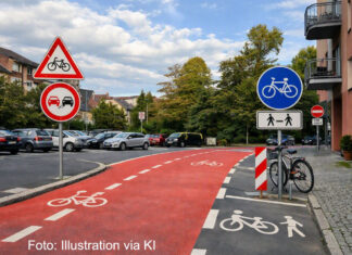 Fahrradstraße in Jena: Jahnstraße und Talstraße fertig Fahrradstraße in Jena: Jahnstraße und Talstraße fertig. Foto: Illustration via KI