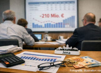 Doppelhaushalt Jena: Aktuell noch 210 Mio. Euro Defizit Doppelhaushalt Jena: Aktuell noch 210 Mio. Euro Defizit. Fotografik: Illustration via KI